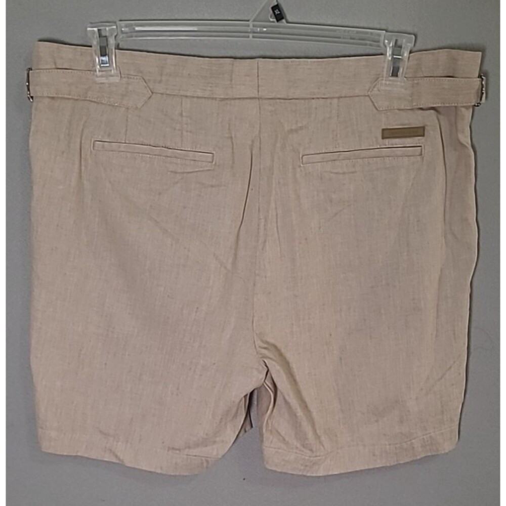 Michael Kors Shorts Men 36 Beige Linen Blend Resort Preppy Adjustable Waist Tabs - Picture 2 of 12